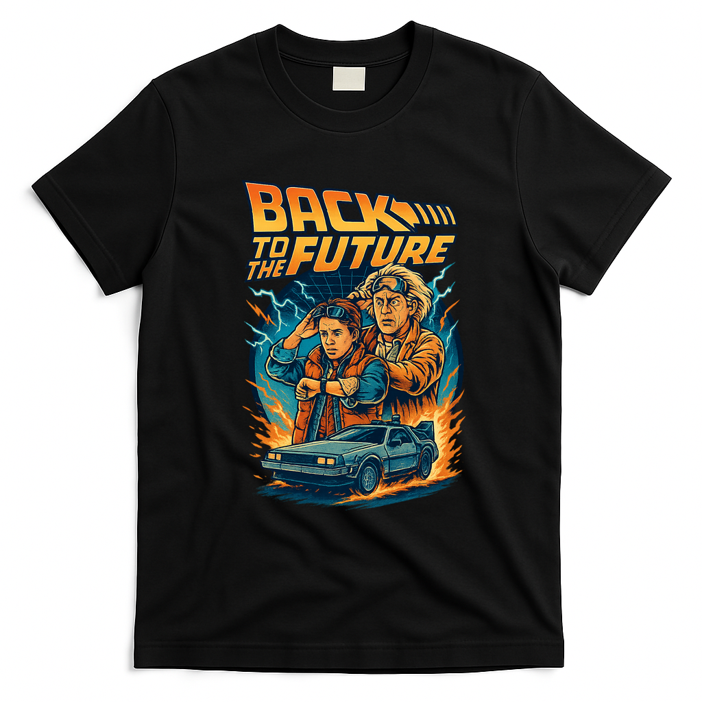 Back to the Future Retro Fan Art T-Shirt - Black