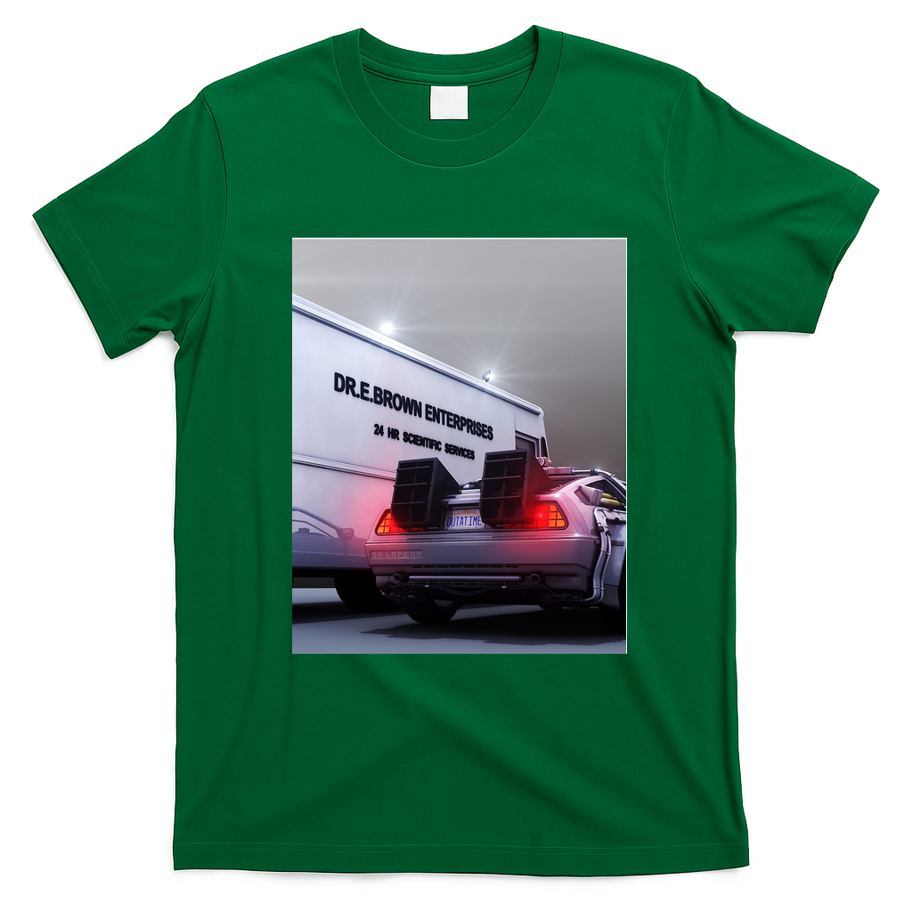 Twin Pines Mall California DeLorean T-Shirt - Irish Green