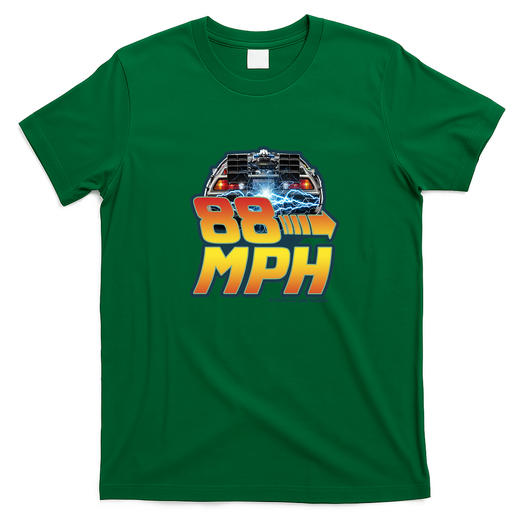 Back to the Future 88 MPH DeLorean Tee - Irish Green