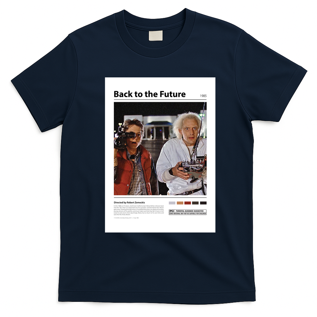 Back to the Future Movie Poster T-Shirt - Navy Blue
