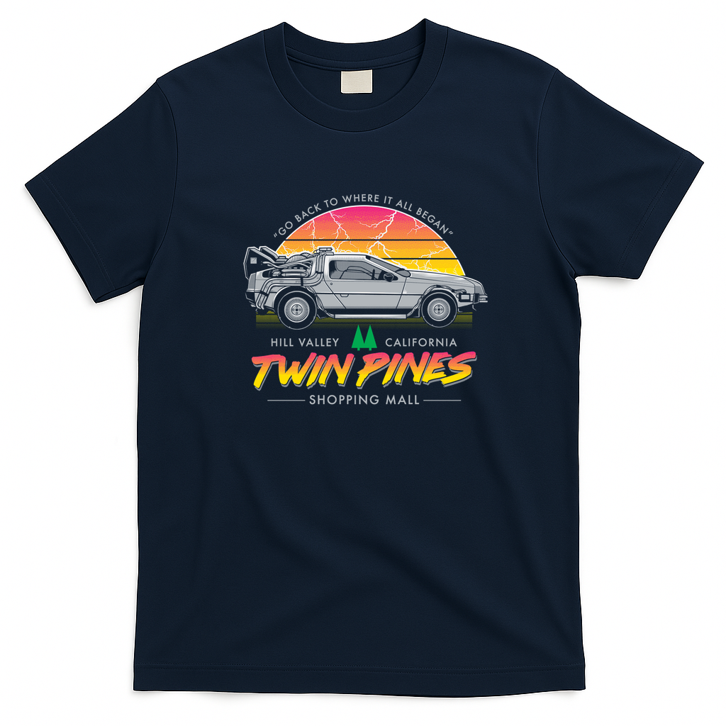 Back to the Mall Retro ’80s Sci-Fi T-Shirt - Navy Blue