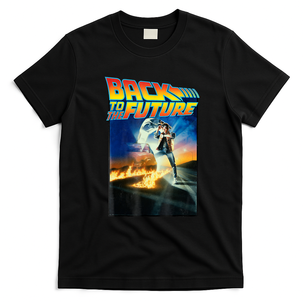 Back to the Future Movie Poster Retro Graphic Tee - Black