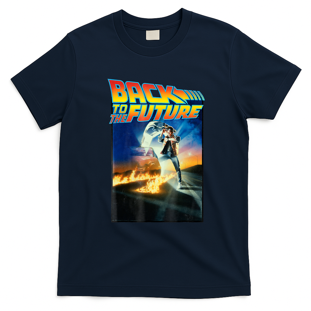 Back to the Future Movie Poster Retro Graphic Tee - Navy Blue