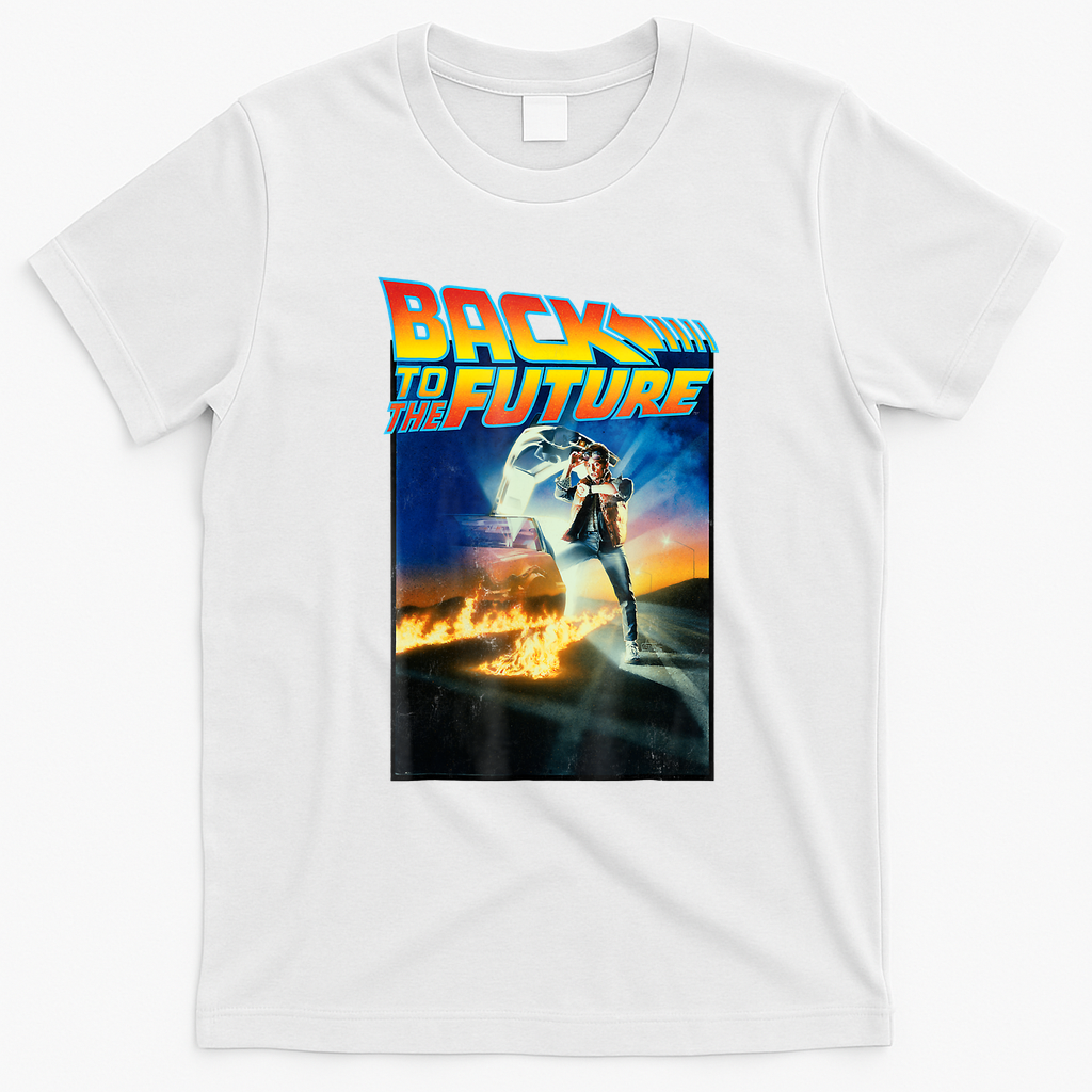 Back to the Future Movie Poster Retro Graphic Tee - White
