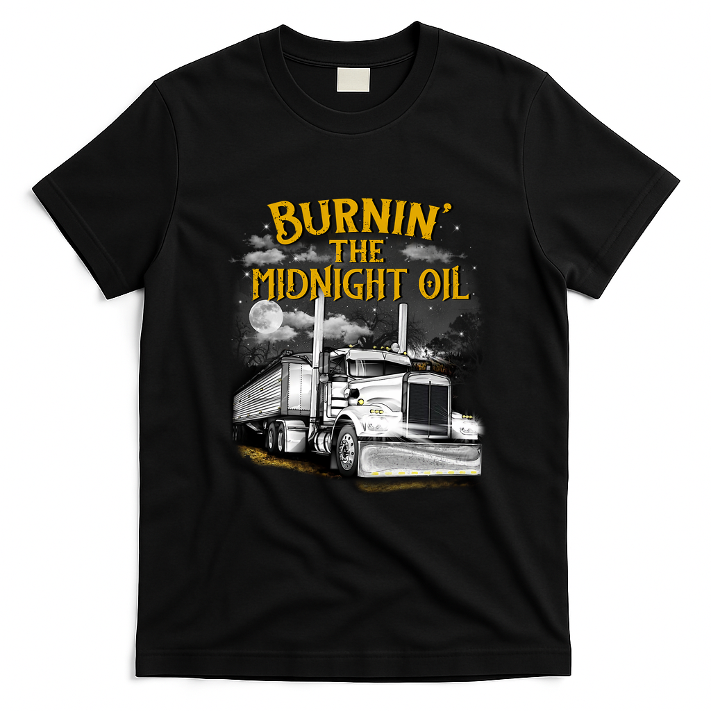 Burning Oil Vintage Trucker T-Shirt - Black