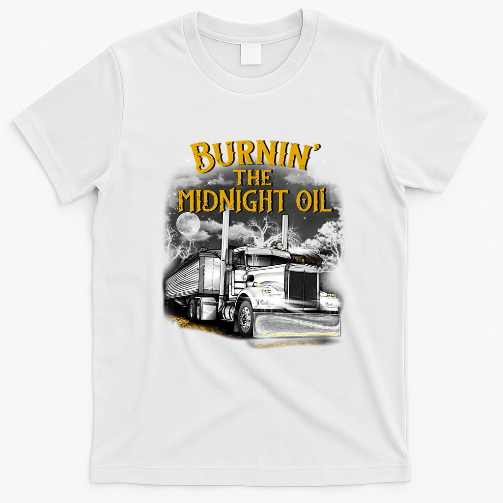 Burning Oil Vintage Trucker T-Shirt - White