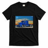 Blue Peterbilt Truck Graphic Tee - Black