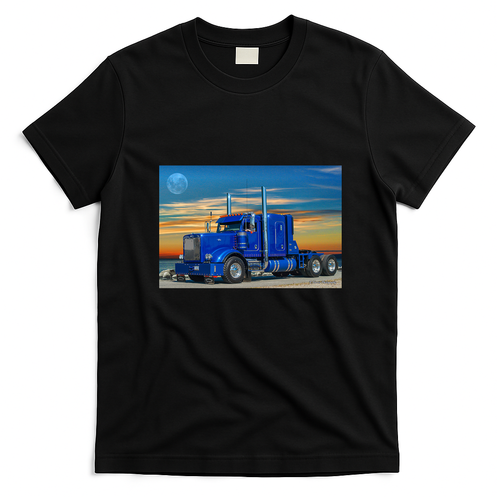 Blue Peterbilt Truck Graphic Tee - Black