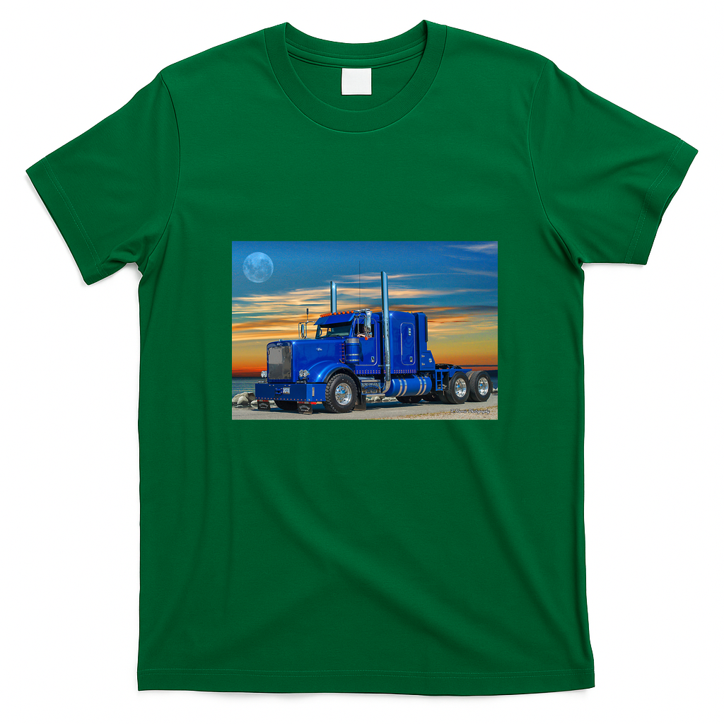 Blue Peterbilt Truck Graphic Tee - Irish Green