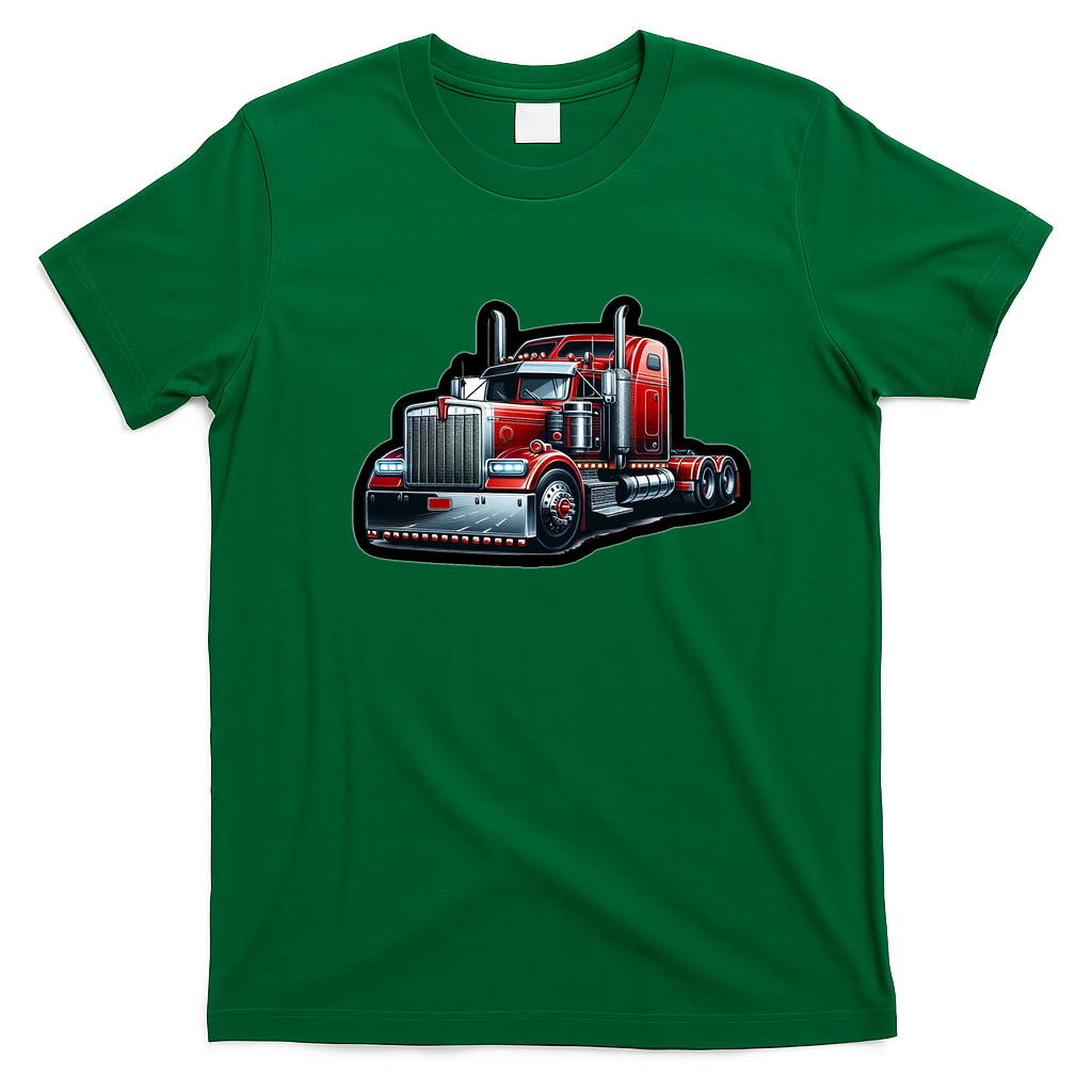Big Red Kenworth Truck T-Shirt - Irish Green