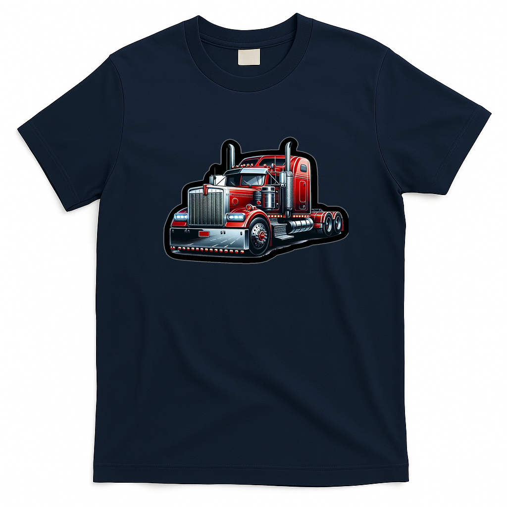 Big Red Kenworth Truck T-Shirt - Navy Blue