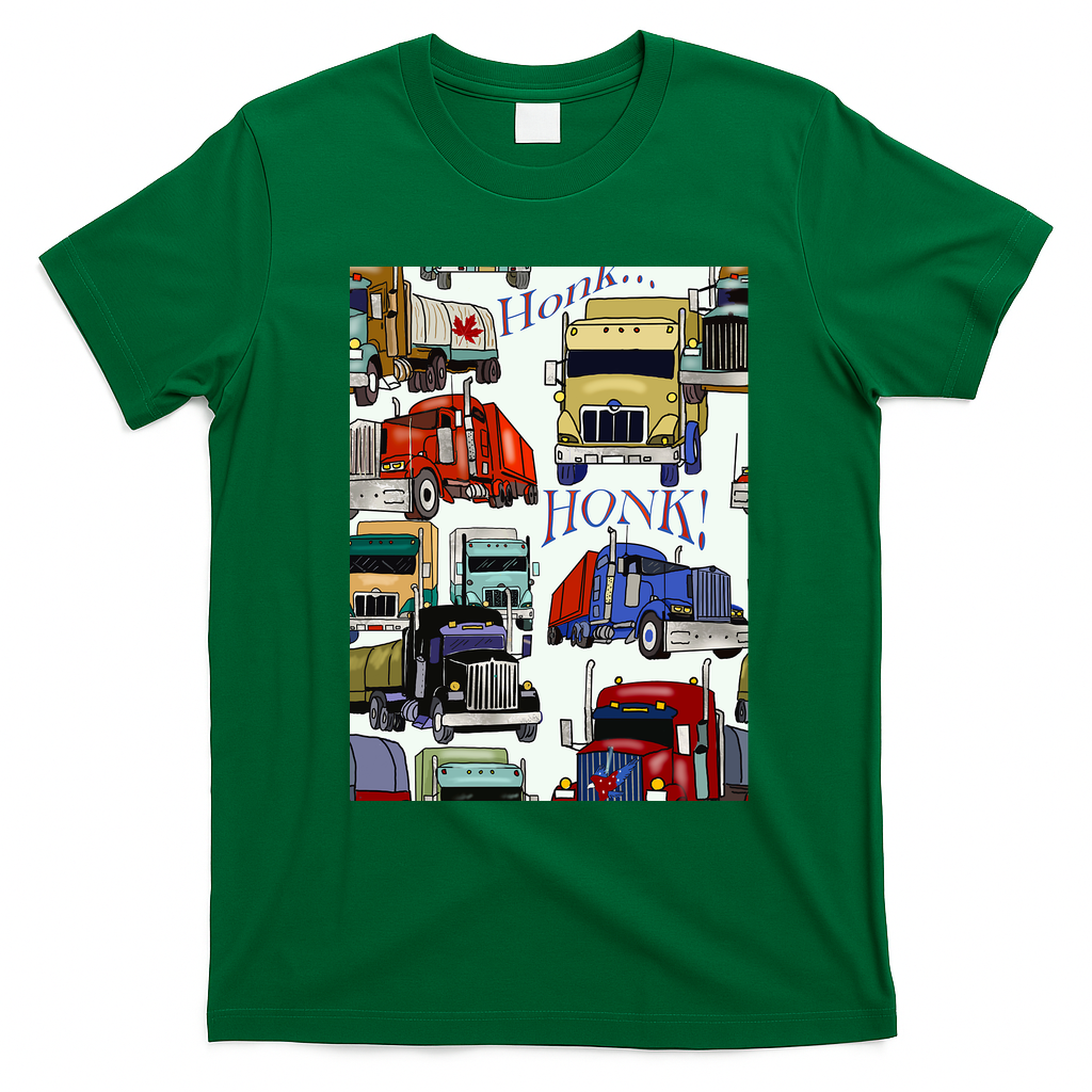 Big Rig Trucks Honk Honk Graphic T-Shirt - Irish Green