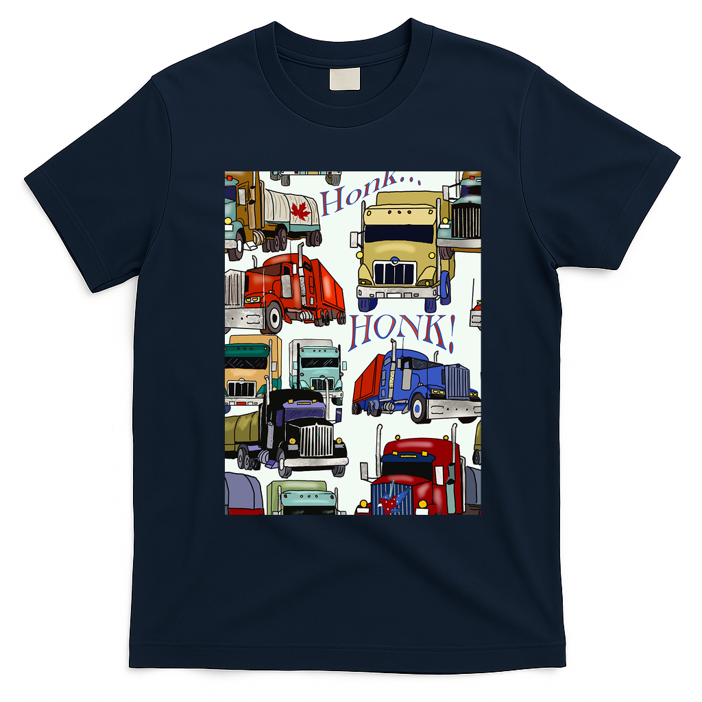 Big Rig Trucks Honk Honk Graphic T-Shirt - Navy Blue