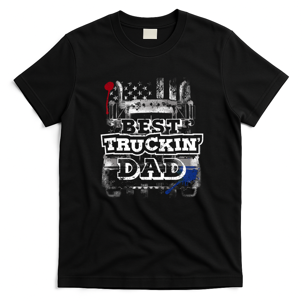 Best Truckin’ Dad Trucker T-Shirt - Black