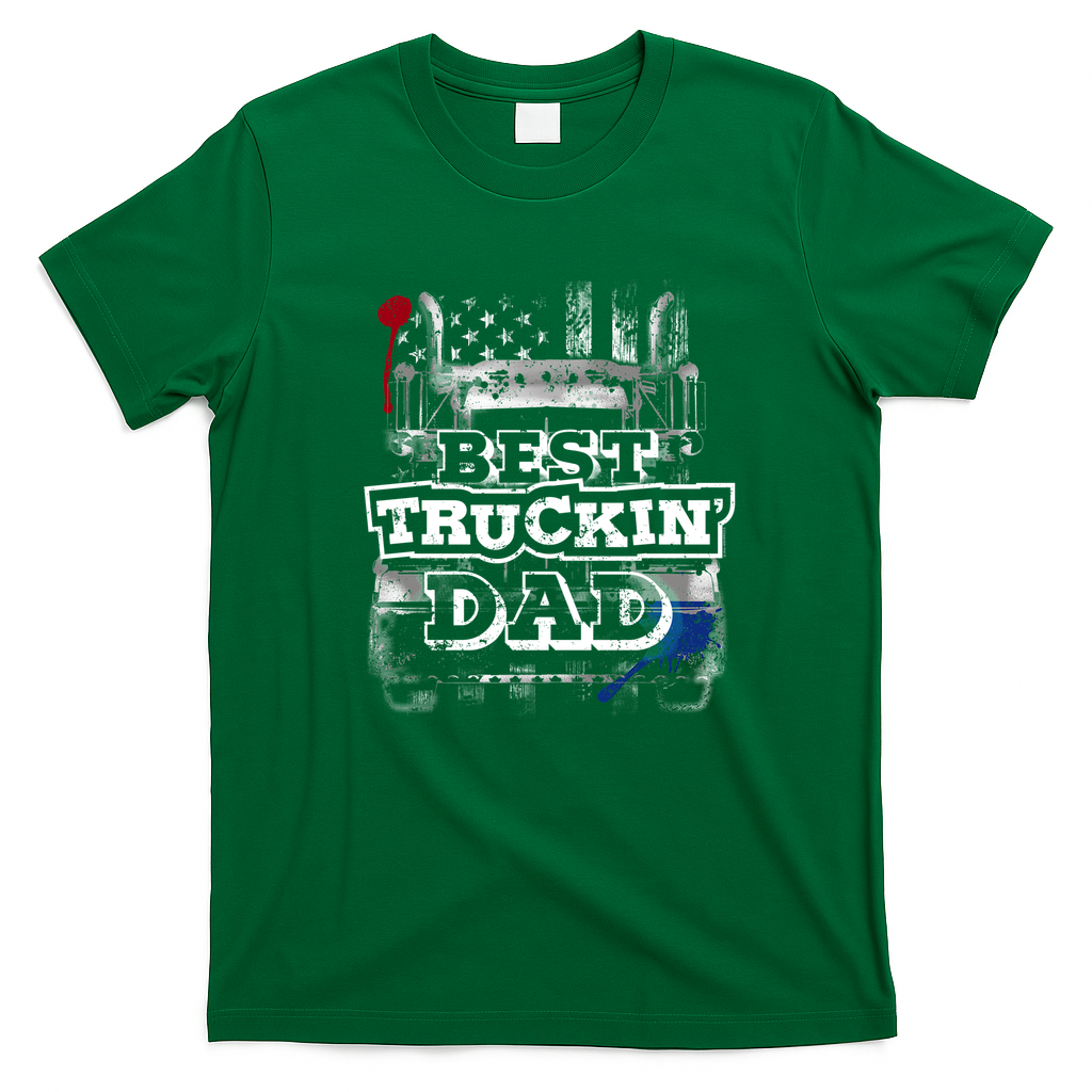 Best Truckin’ Dad Trucker T-Shirt - Irish Green