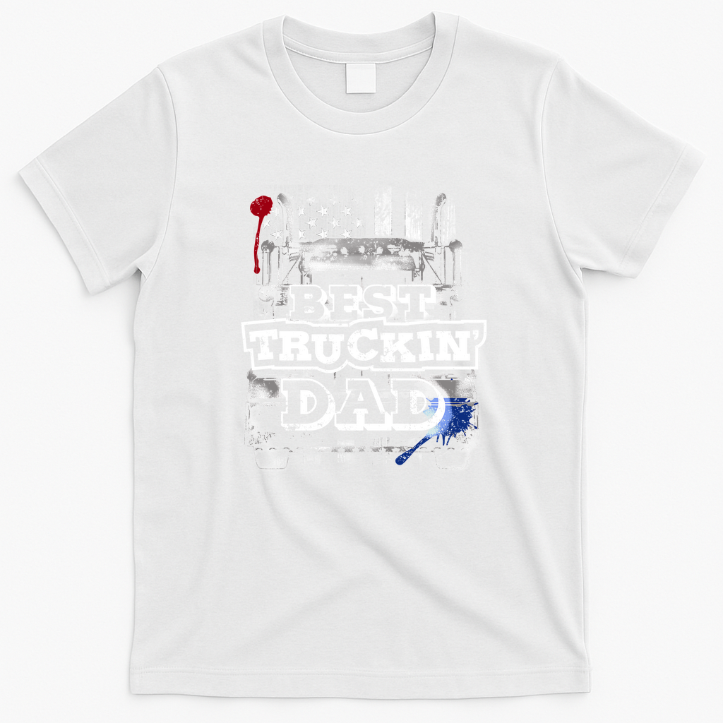 Best Truckin’ Dad Trucker T-Shirt - White