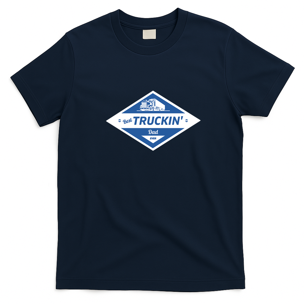 Best Truckin' Dad Ever Retro Graphic Tee - Navy Blue