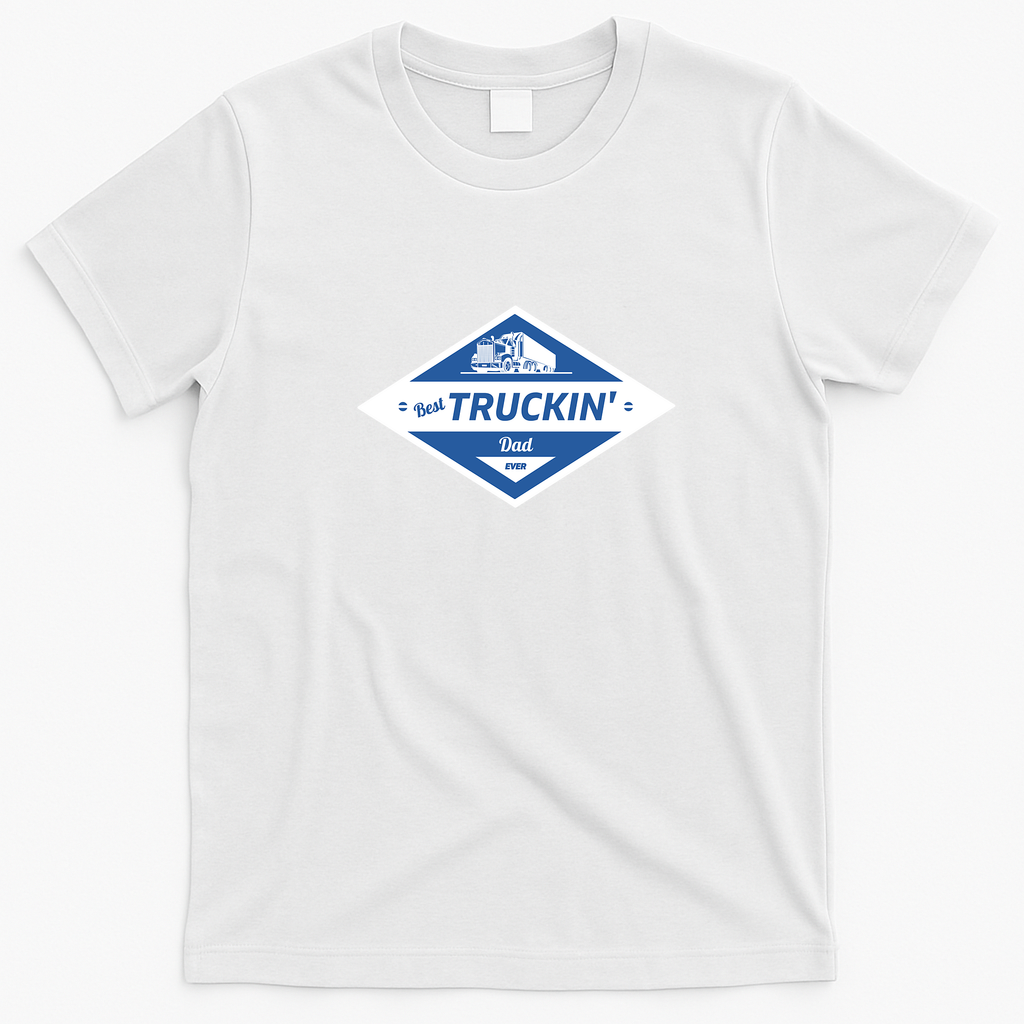 Best Truckin' Dad Ever Retro Graphic Tee - White