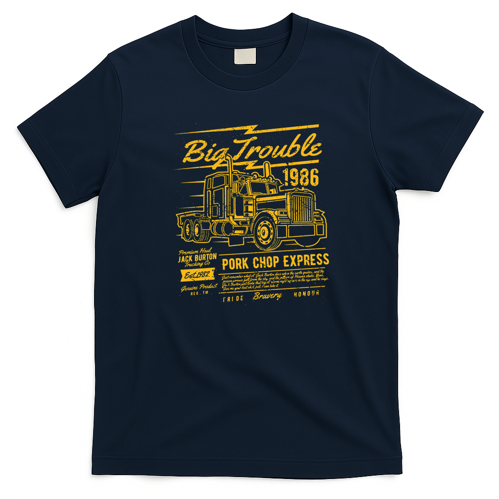 Big Trouble Vintage Graphic T-Shirt - Navy Blue