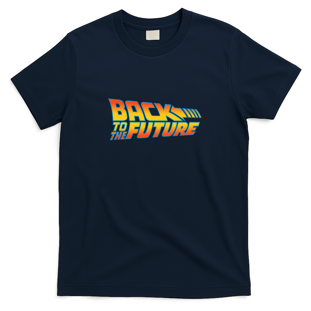 Back to the Future Distressed Graphic Tee - Navy Blue