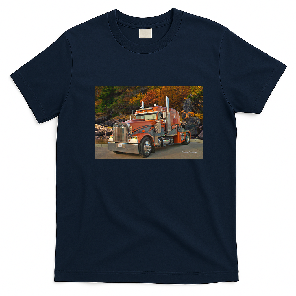 Cool Freightliner Truck Graphic T-Shirt - Navy Blue