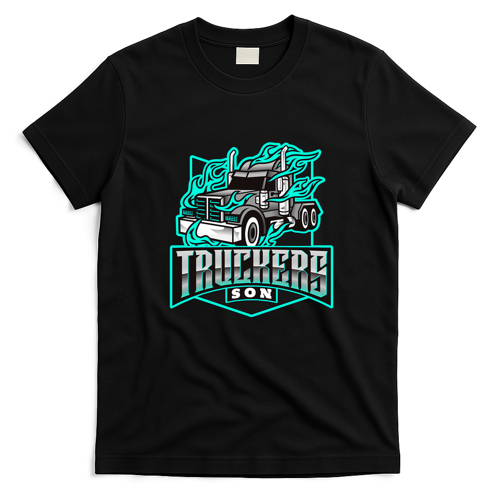 Proud Trucker’s Son Retro Graphic Tee - Black