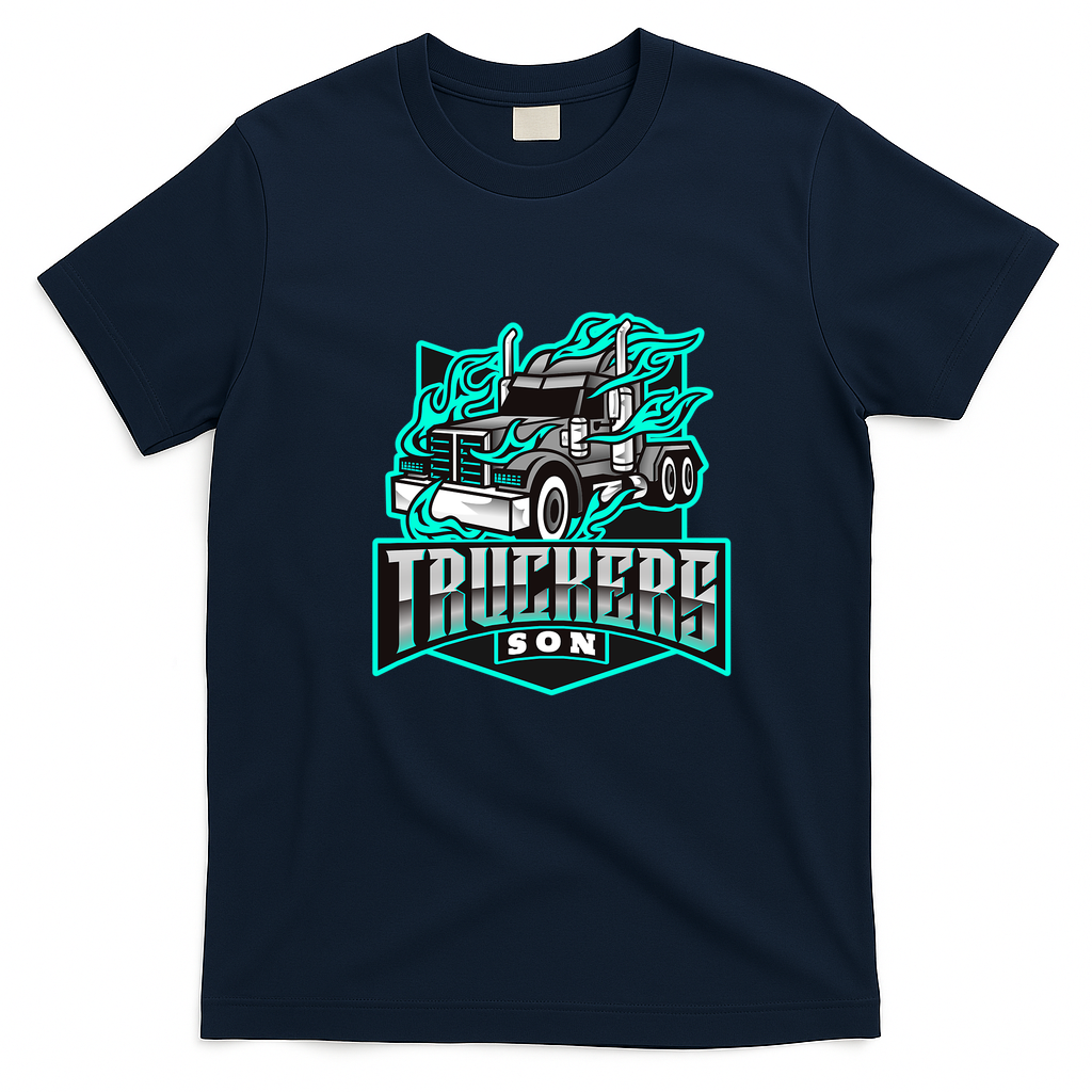 Proud Trucker’s Son Retro Graphic Tee - Navy Blue