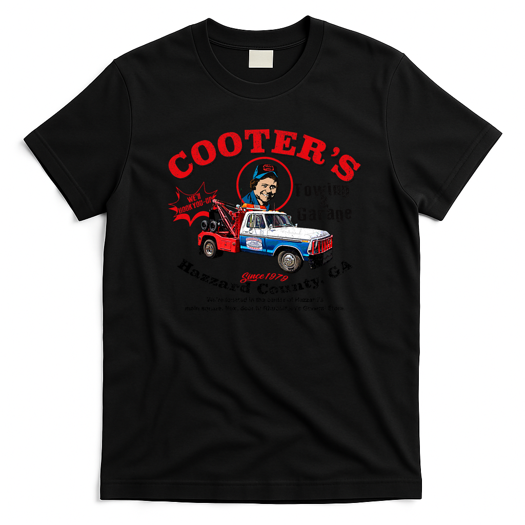 Cooter’s Towing Worn Hazzard County Vintage T-Shirt - Black