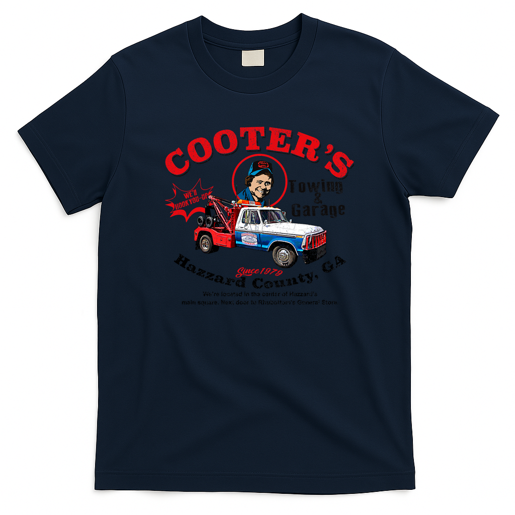 Cooter’s Towing Worn Hazzard County Vintage T-Shirt - Navy Blue