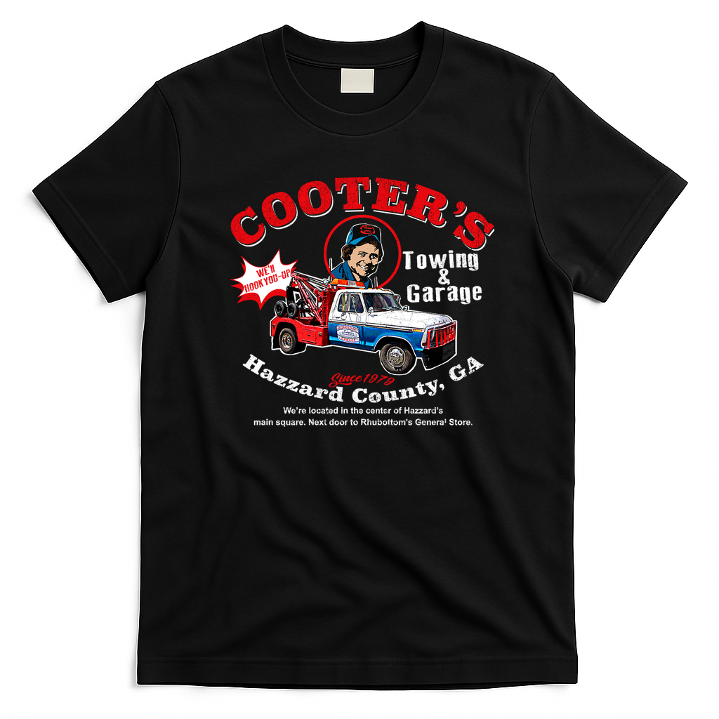 Cooter’s Towing Worn Hazzard County Retro Graphic Tee - Black