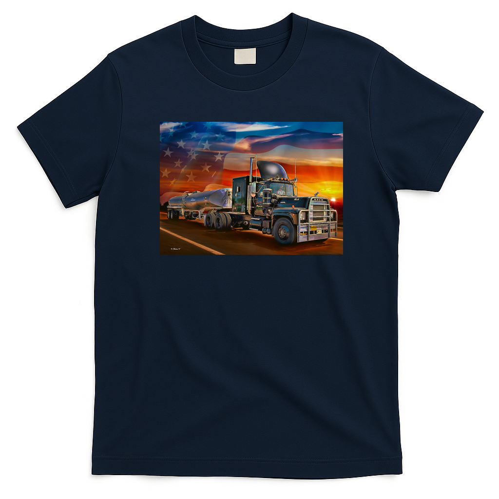 Convoy Vintage Truck Driver T-Shirt - Navy Blue