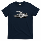 DeLorean Rear View Graphic T-Shirt - Navy Blue