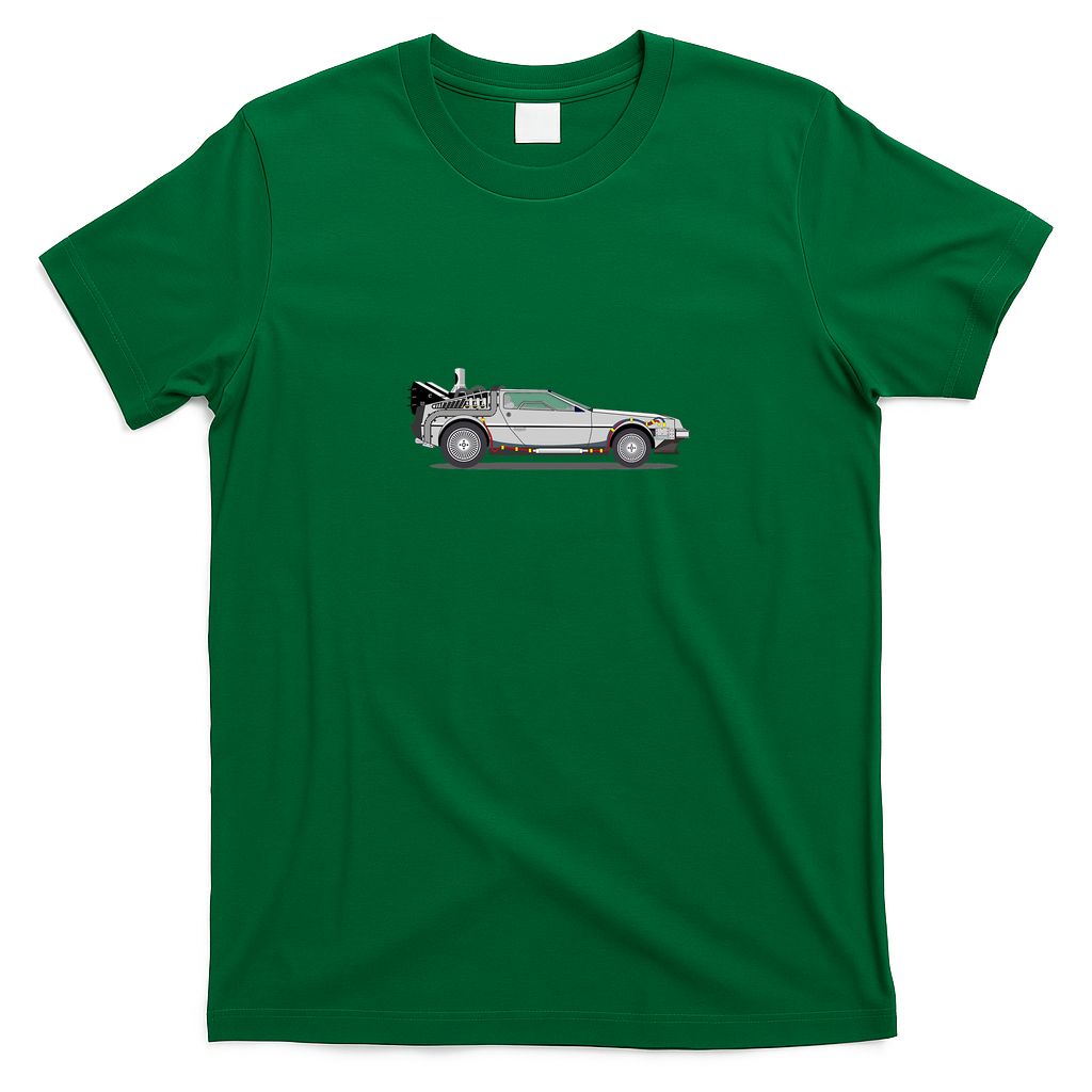 DeLorean Back to the Future Retro Graphic Tee - Irish Green