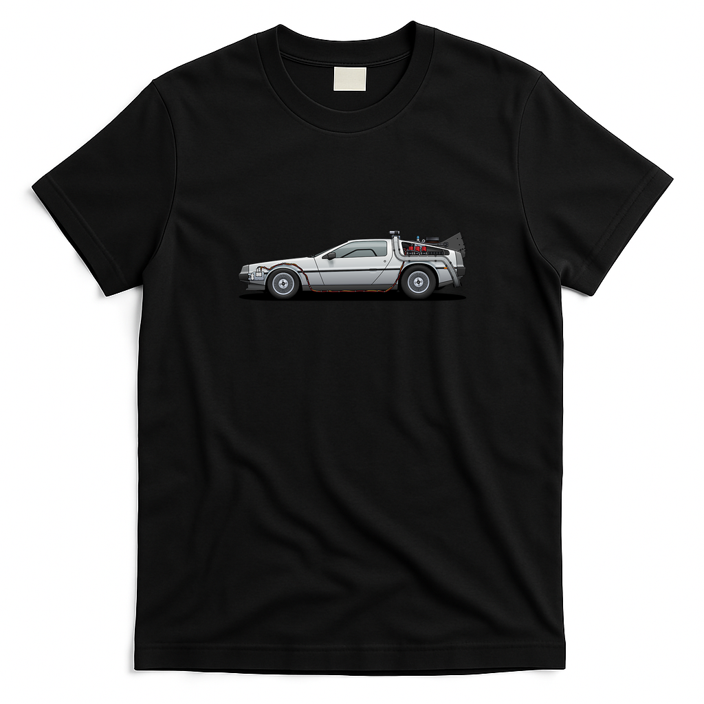 DeLorean DMC-12 Old-School T-Shirt - Black