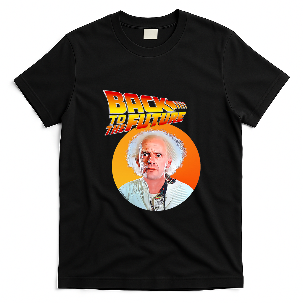 Doc Brown Back to the Future Classic Logo T-Shirt - Black