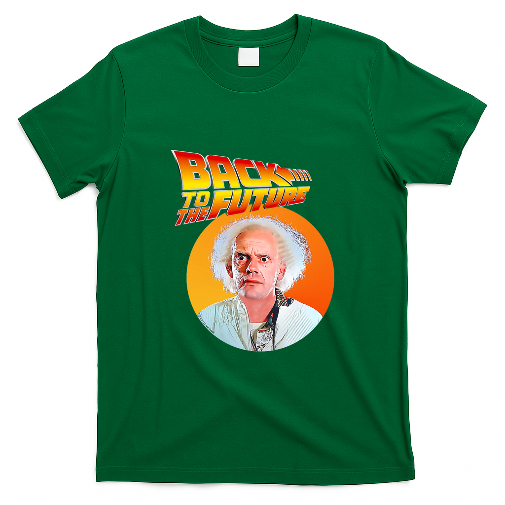 Doc Brown Back to the Future Classic Logo T-Shirt - Irish Green