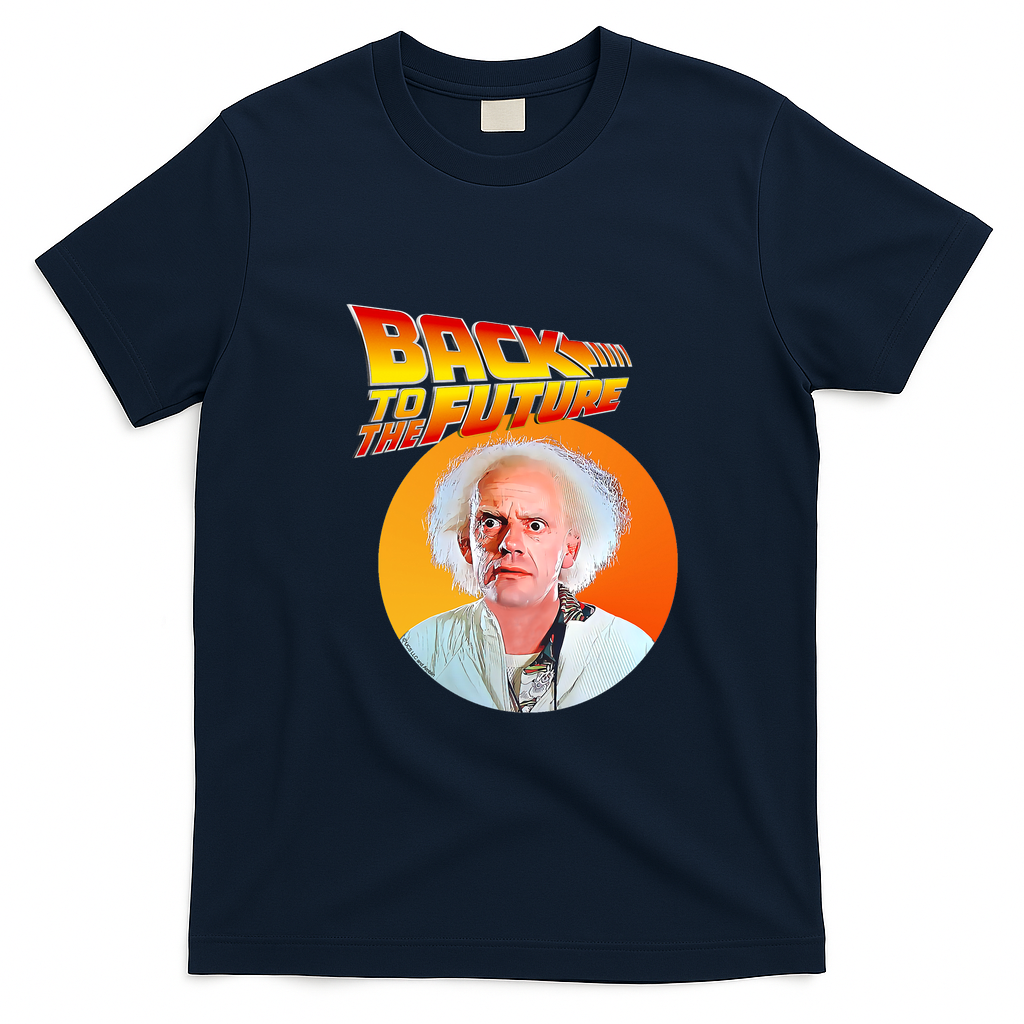 Doc Brown Back to the Future Classic Logo T-Shirt - Navy Blue