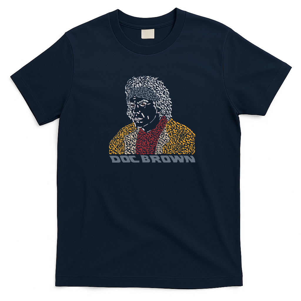 Doc Brown Back to the Future Retro Graphic Tee – Edition 2 - Navy Blue