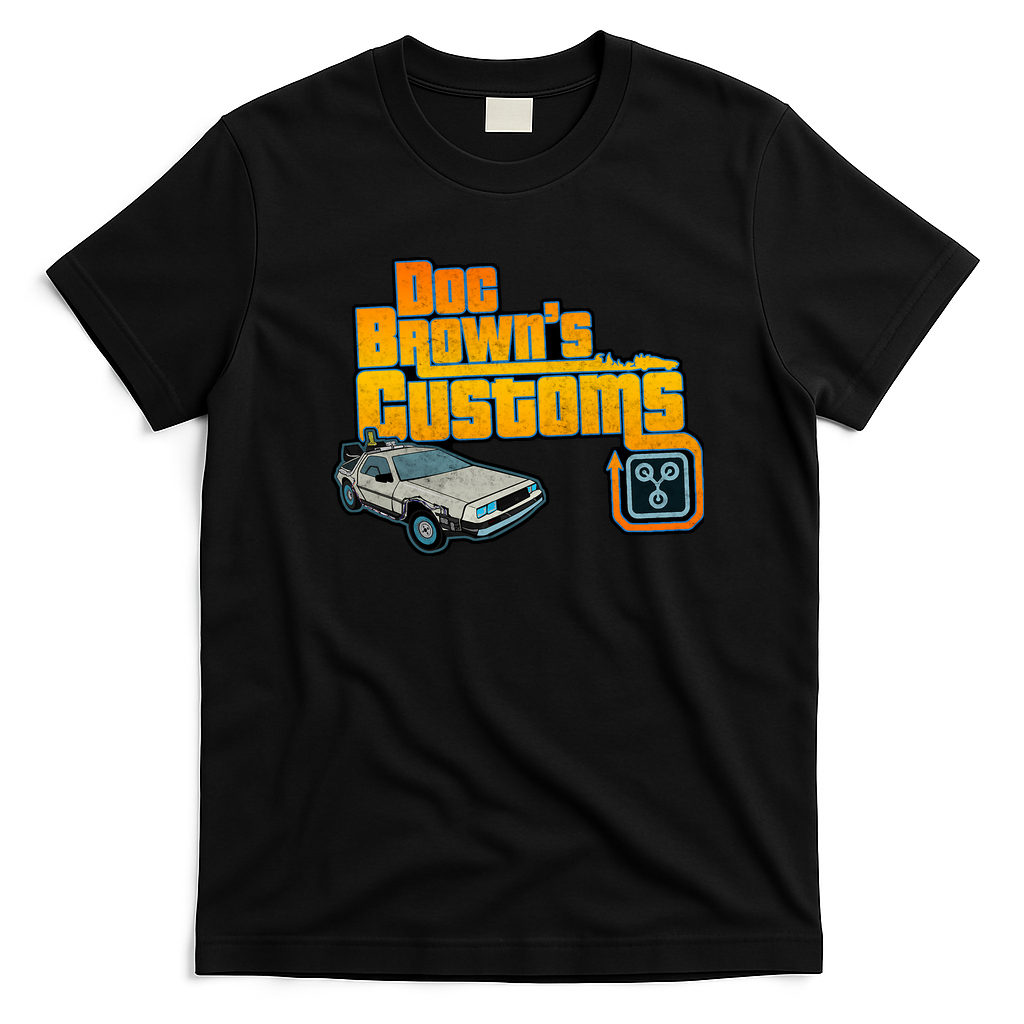 Doc Brown’s Custom Retro Graphic Tee - Black