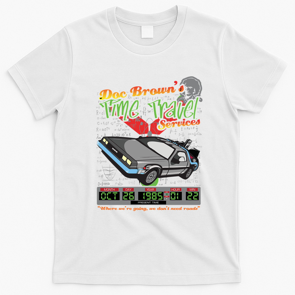 Doc Brown’s DeLorean Time Travel Services Vintage T-Shirt - White