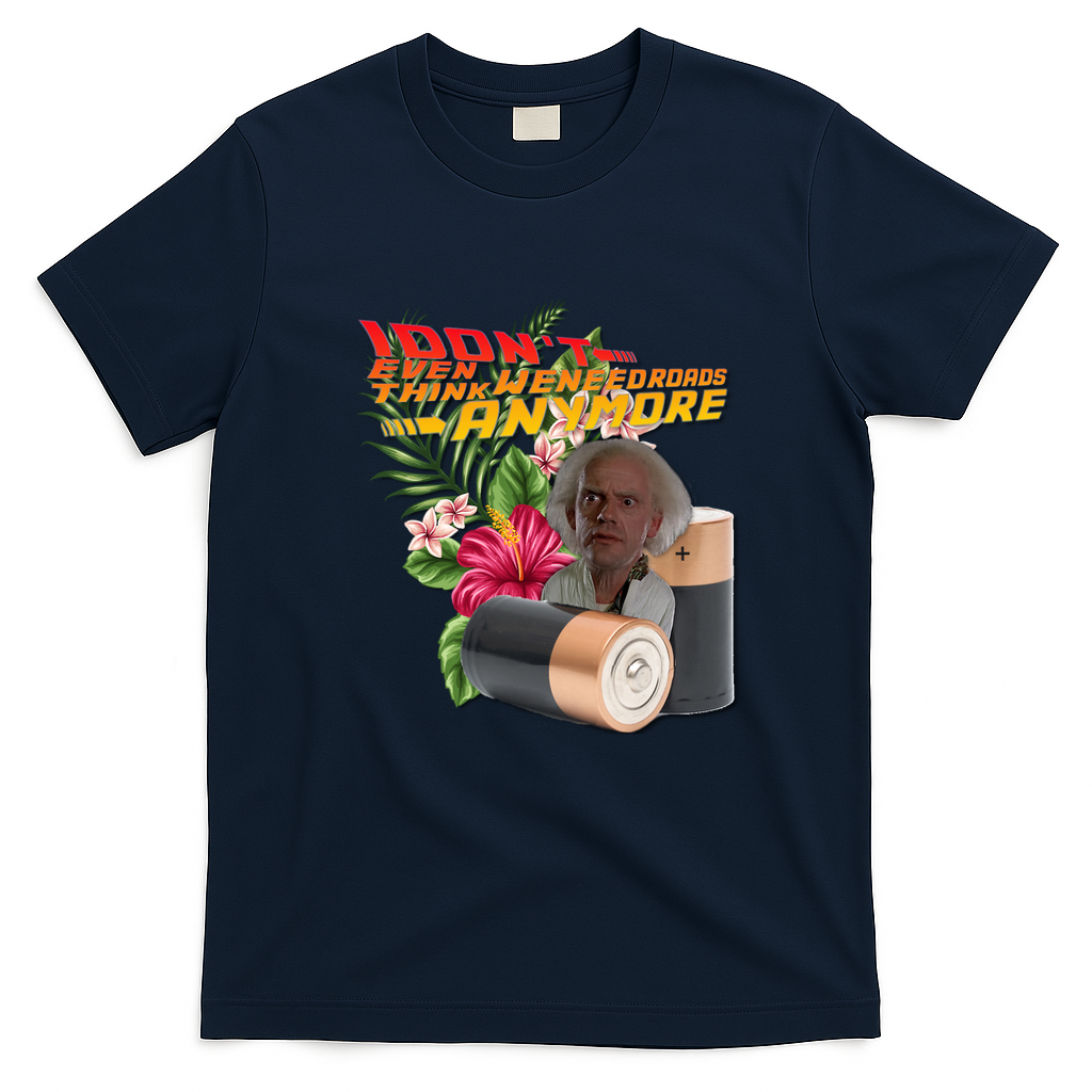 Doc Brown Roads Graphic T-Shirt - Navy Blue