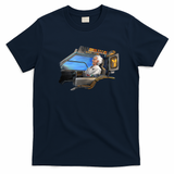 Doc Brown Riding Shotgun Retro Graphic Tee - Navy Blue