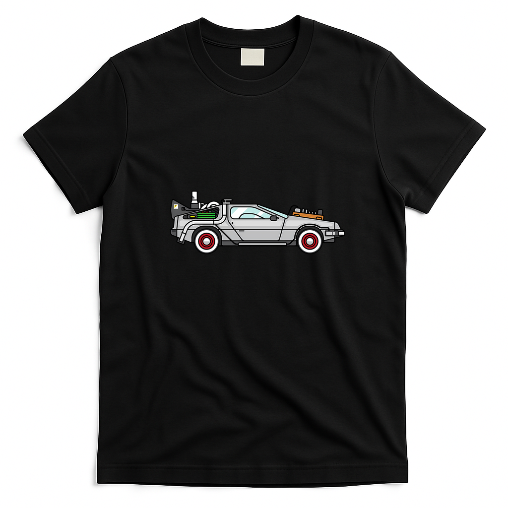 DeLorean Classic Car Graphic T-Shirt - Black