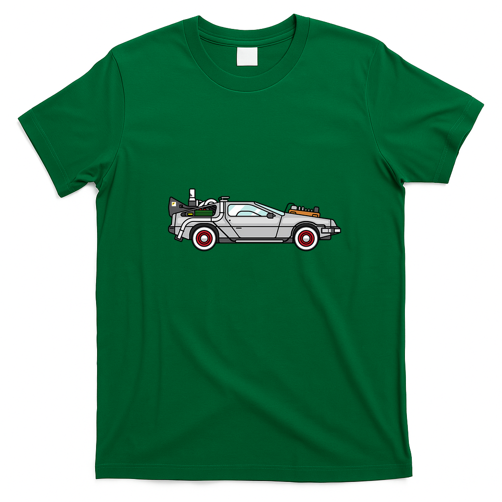 DeLorean Classic Car Graphic T-Shirt - Irish Green