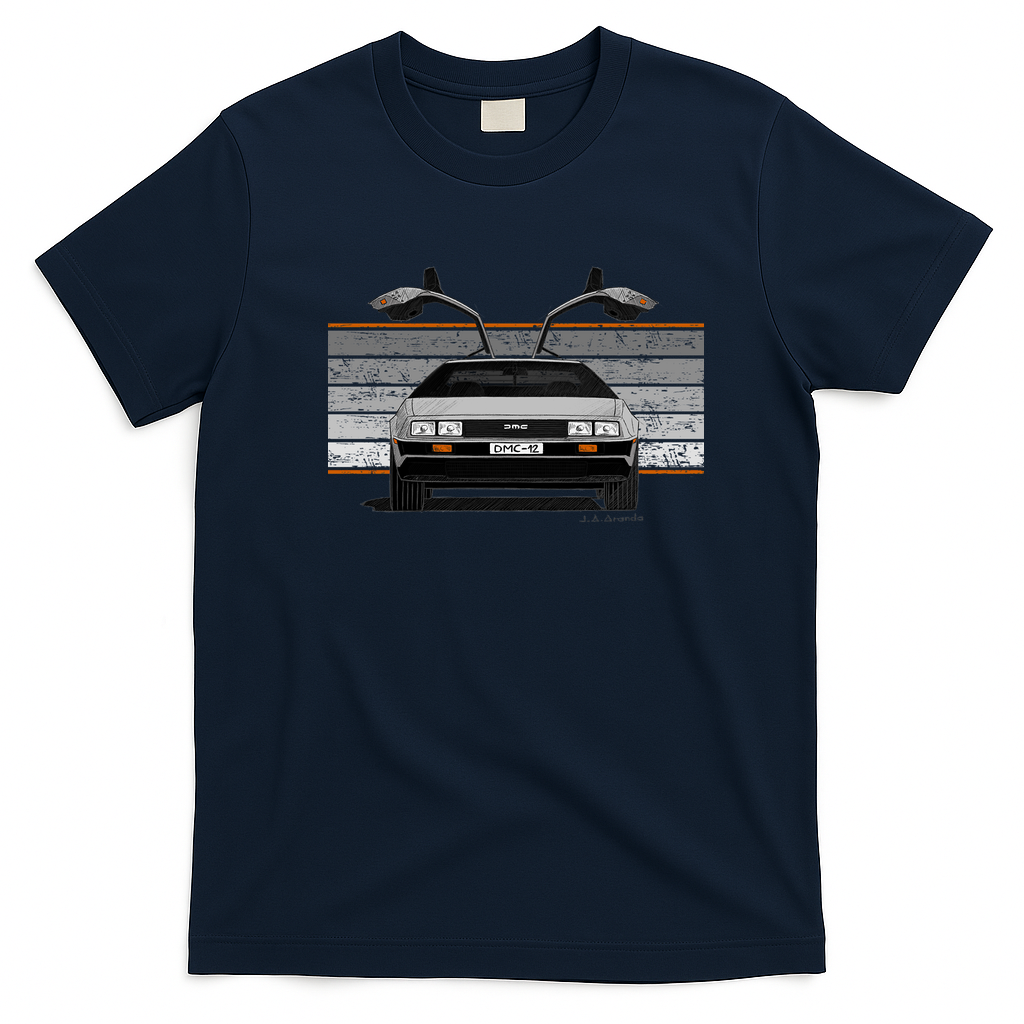 DeLorean DMC-12 Front View T-Shirt - Navy Blue