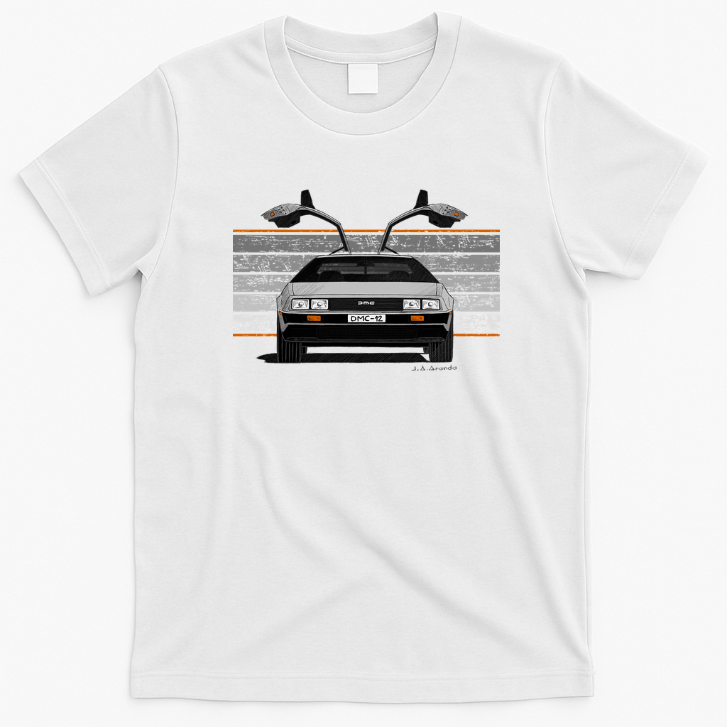 DeLorean DMC-12 Front View T-Shirt - White
