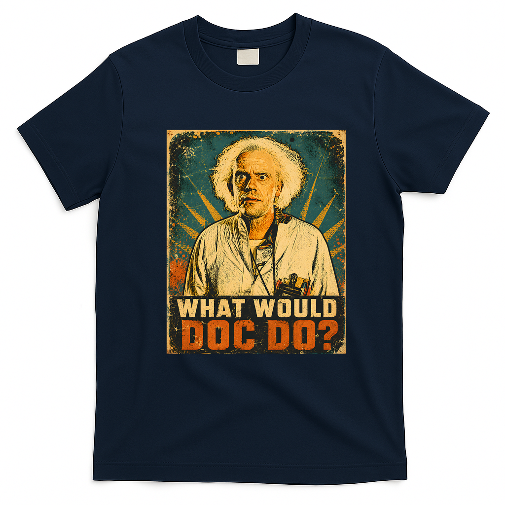 What would Doc do? Retro Graphic Tee - Navy Blue