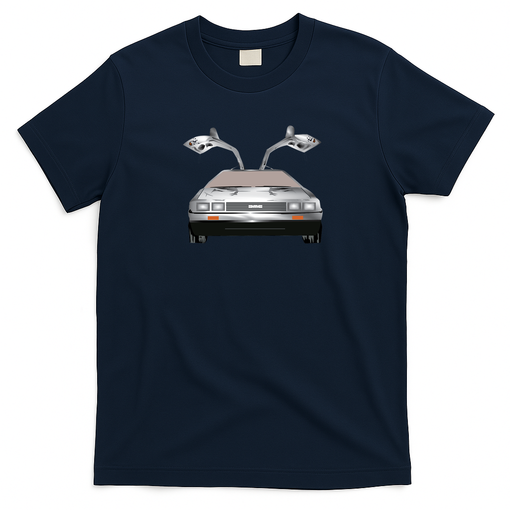 DMC DeLorean Retro Graphic Tee - Navy Blue