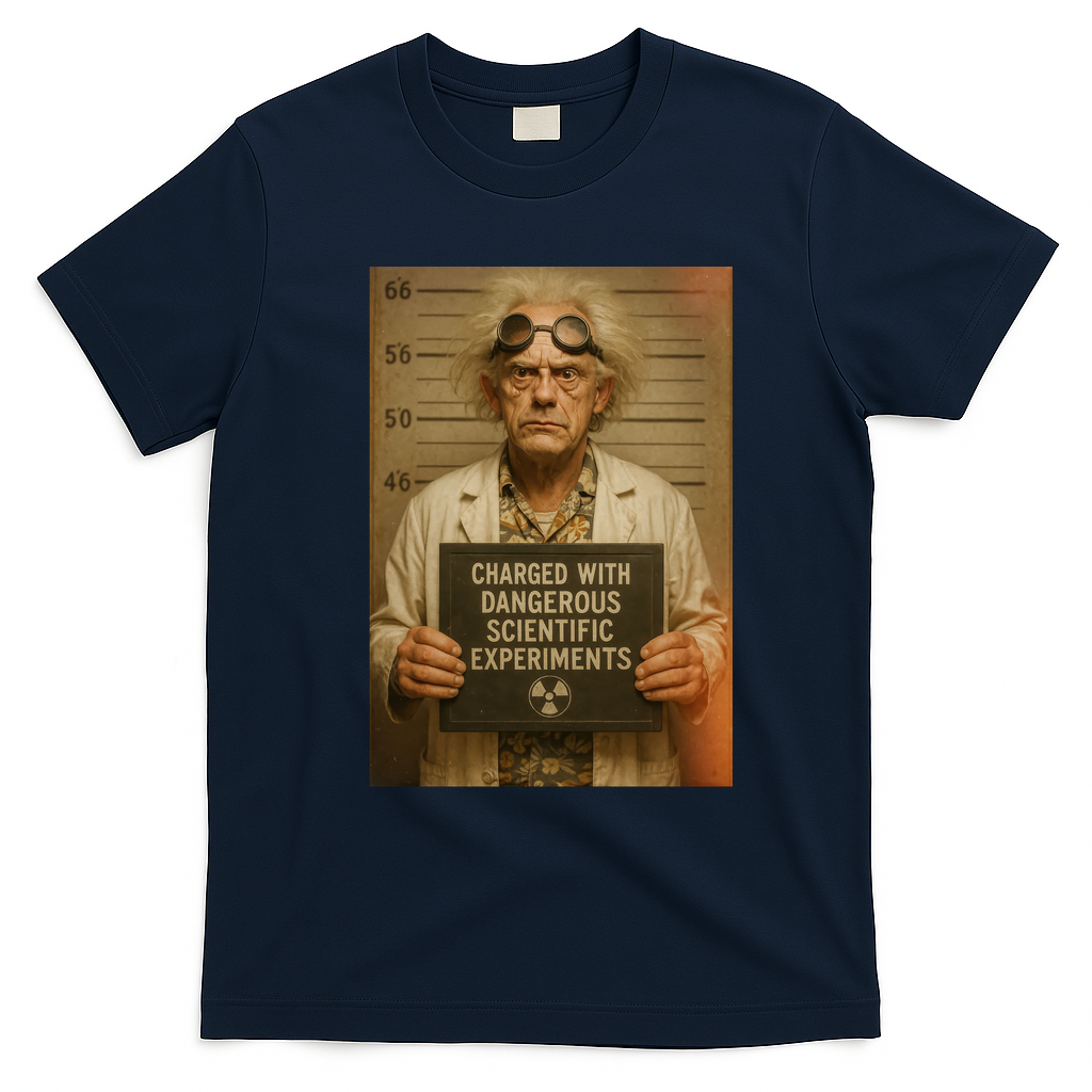 Dr. Emmett Brown Retro Graphic Tee - Navy Blue