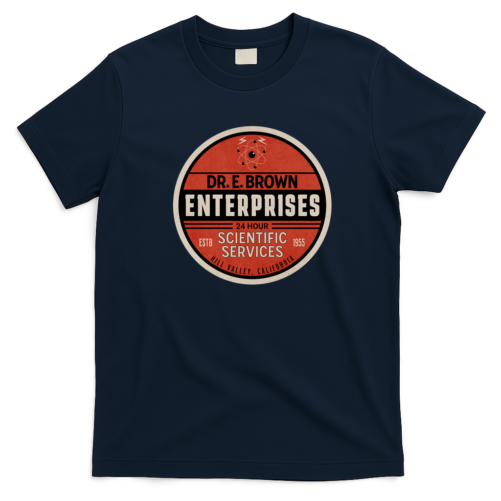 Dr. E. Brown Enterprises ’80s Sci-Fi Tee - Navy Blue